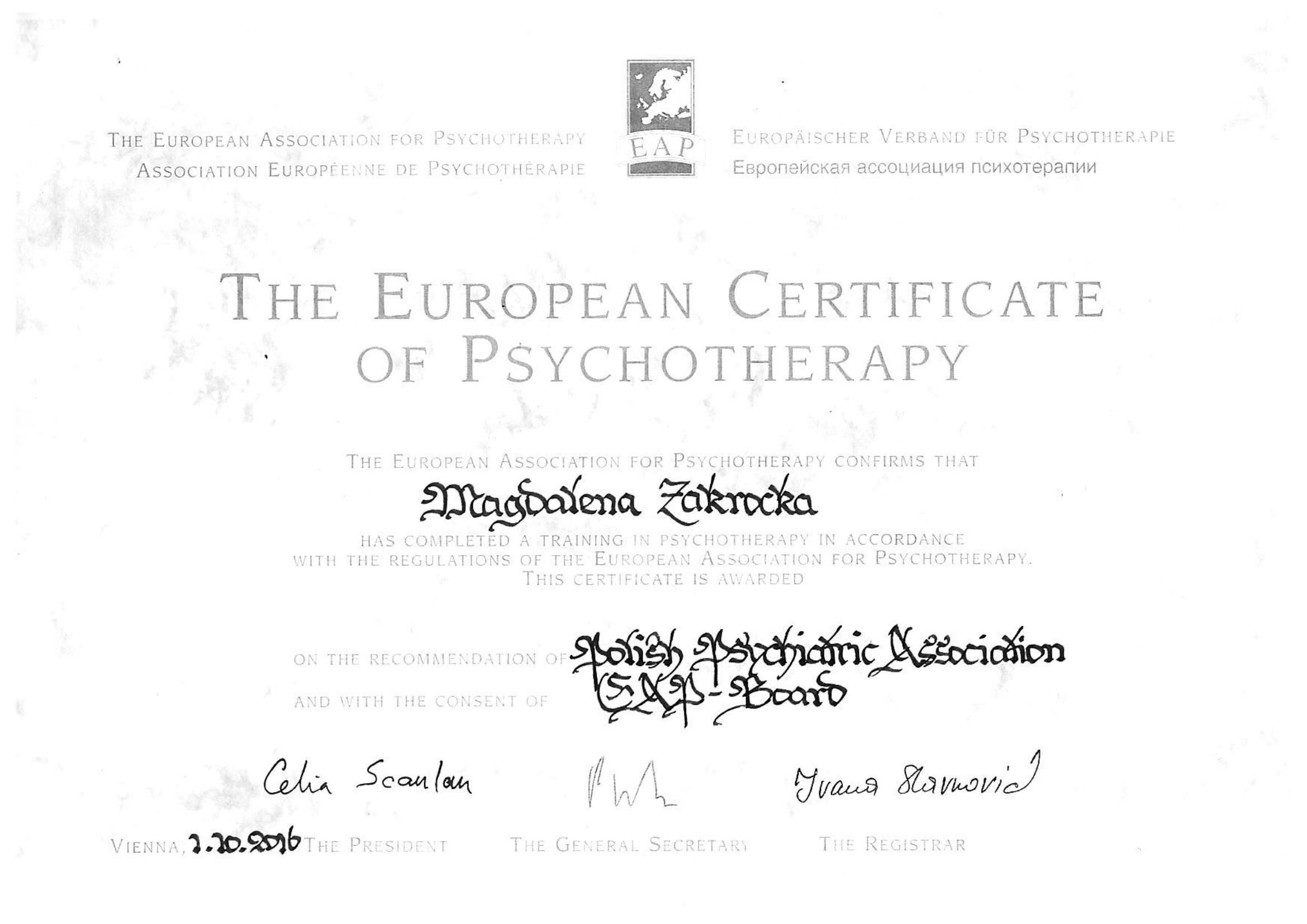 Europejski certyfikat